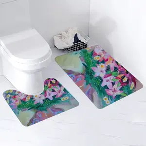 Lilies On White Toilet Mats (Multi-Size)