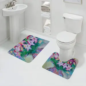 Lilies On White Toilet Mats (Multi-Size)