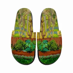 Men Backyard Garden With Yellow House Slip On Slippers