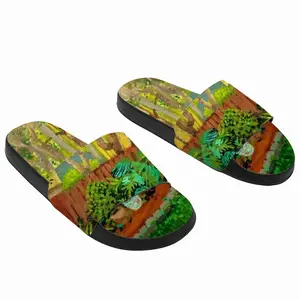 Men Backyard Garden With Yellow House Slip On Slippers