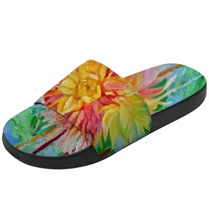 Men Red-Yellow Flower Slip On Slippers