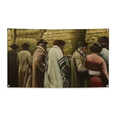 Jewish Pilgrims At The Western Wall Four Hole Flag (Multi-Size)