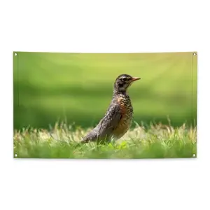 Bird In High Park Grass Four Hole Flag (Multi-Size)