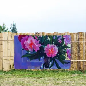 Peonies Four Hole Flag (Multi-Size)