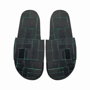 Men Black Green Slip On Slippers