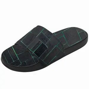 Men Black Green Slip On Slippers