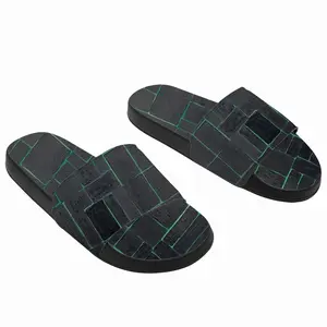 Men Black Green Slip On Slippers