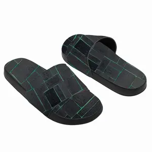 Men Black Green Slip On Slippers