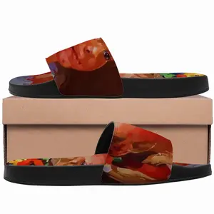 Men Brown Eyes Black Eyebrows Slip On Slippers