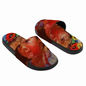 Men Brown Eyes Black Eyebrows Slip On Slippers