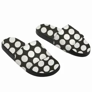 Men White Circles On Black Slip On Slippers