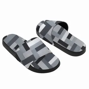 Men Black-Gray Slip On Slippers