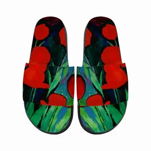 Men Red Tulips Slip On Slippers