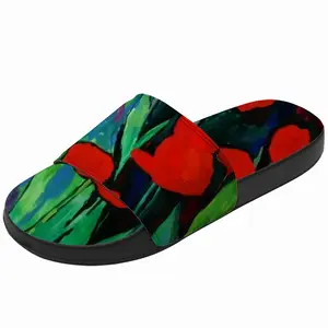 Men Red Tulips Slip On Slippers