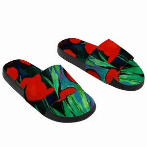 Men Red Tulips Slip On Slippers