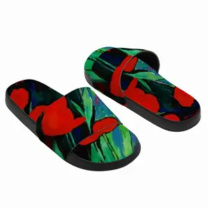 Men Red Tulips Slip On Slippers