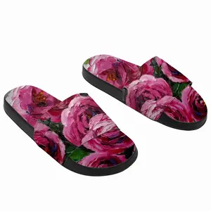 Men Pink Climbing Roses Slip On Slippers