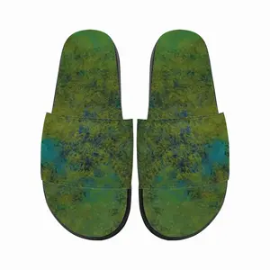 Men Lime Abstract Slip On Slippers