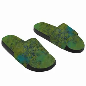 Men Lime Abstract Slip On Slippers