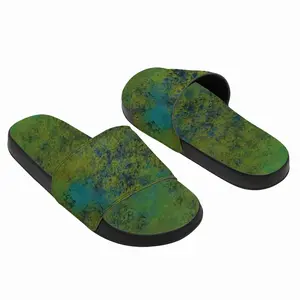 Men Lime Abstract Slip On Slippers