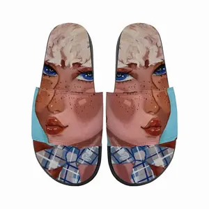 Men White Hair Girl Slip On Slippers