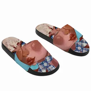 Men White Hair Girl Slip On Slippers