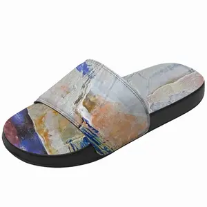 Men Mixed Media White Slip On Slippers