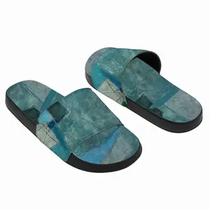 Men Turquoise Green And Blue Slip On Slippers