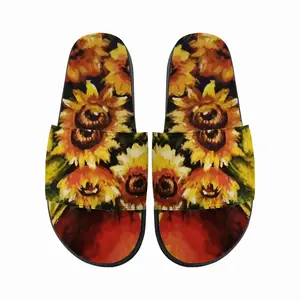 Men Golden Sun Flower Slip On Slippers