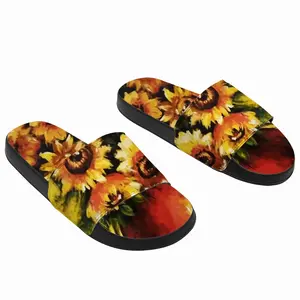 Men Golden Sun Flower Slip On Slippers