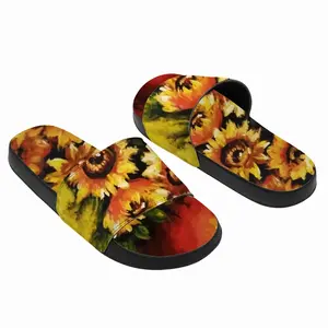 Men Golden Sun Flower Slip On Slippers