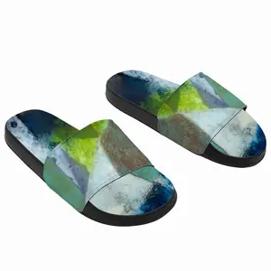 Men Green And Blue With Black And White Slip On Slippers