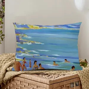 Bathers In Antibes Polyester Pillow (Rectangle, Multi-Size)