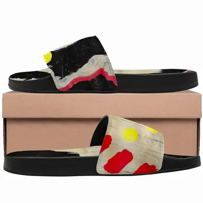 Men Black Yellow Red Abstract Slip On Slippers