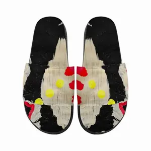 Men Black Yellow Red Abstract Slip On Slippers