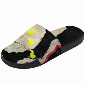 Men Black Yellow Red Abstract Slip On Slippers