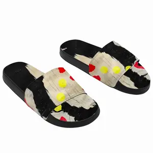 Men Black Yellow Red Abstract Slip On Slippers