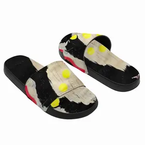 Men Black Yellow Red Abstract Slip On Slippers