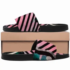 Men Pink Green Black Abstract Slip On Slippers