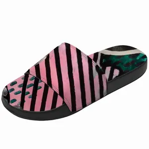 Men Pink Green Black Abstract Slip On Slippers