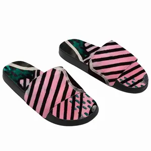 Men Pink Green Black Abstract Slip On Slippers