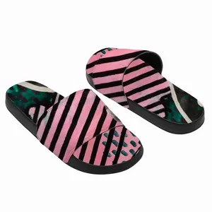 Men Pink Green Black Abstract Slip On Slippers