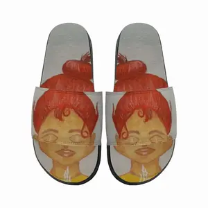 Men Coffee Time - Watercolor Orange Girl People Blue Drinks Nonalcoholic Slip On Slippers