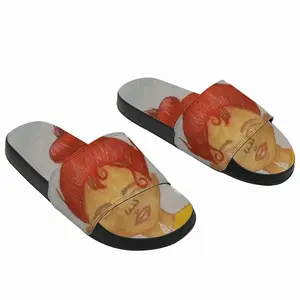 Men Coffee Time - Watercolor Orange Girl People Blue Drinks Nonalcoholic Slip On Slippers