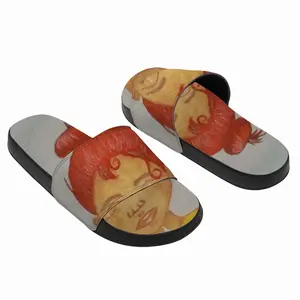 Men Coffee Time - Watercolor Orange Girl People Blue Drinks Nonalcoholic Slip On Slippers