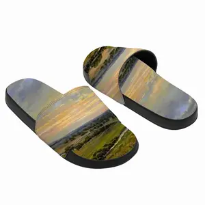 Men Plain River Landscape Slip On Slippers