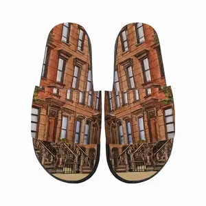 Men Brownstone Buildings New York City Slip On Slippers