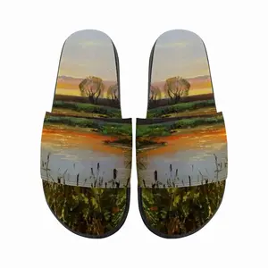 Men Idyllic Scenic Summer Sunset Landscape Slip On Slippers