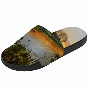 Men Idyllic Scenic Summer Sunset Landscape Slip On Slippers