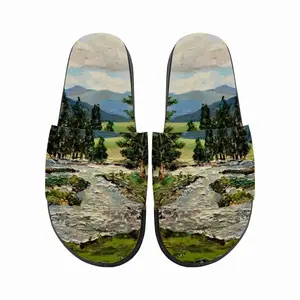 Men Scenic Mountain River Slip On Slippers